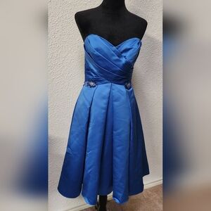 Belsoie Strapless Sweetheart A-line Color Deep Sea Dress Size 8